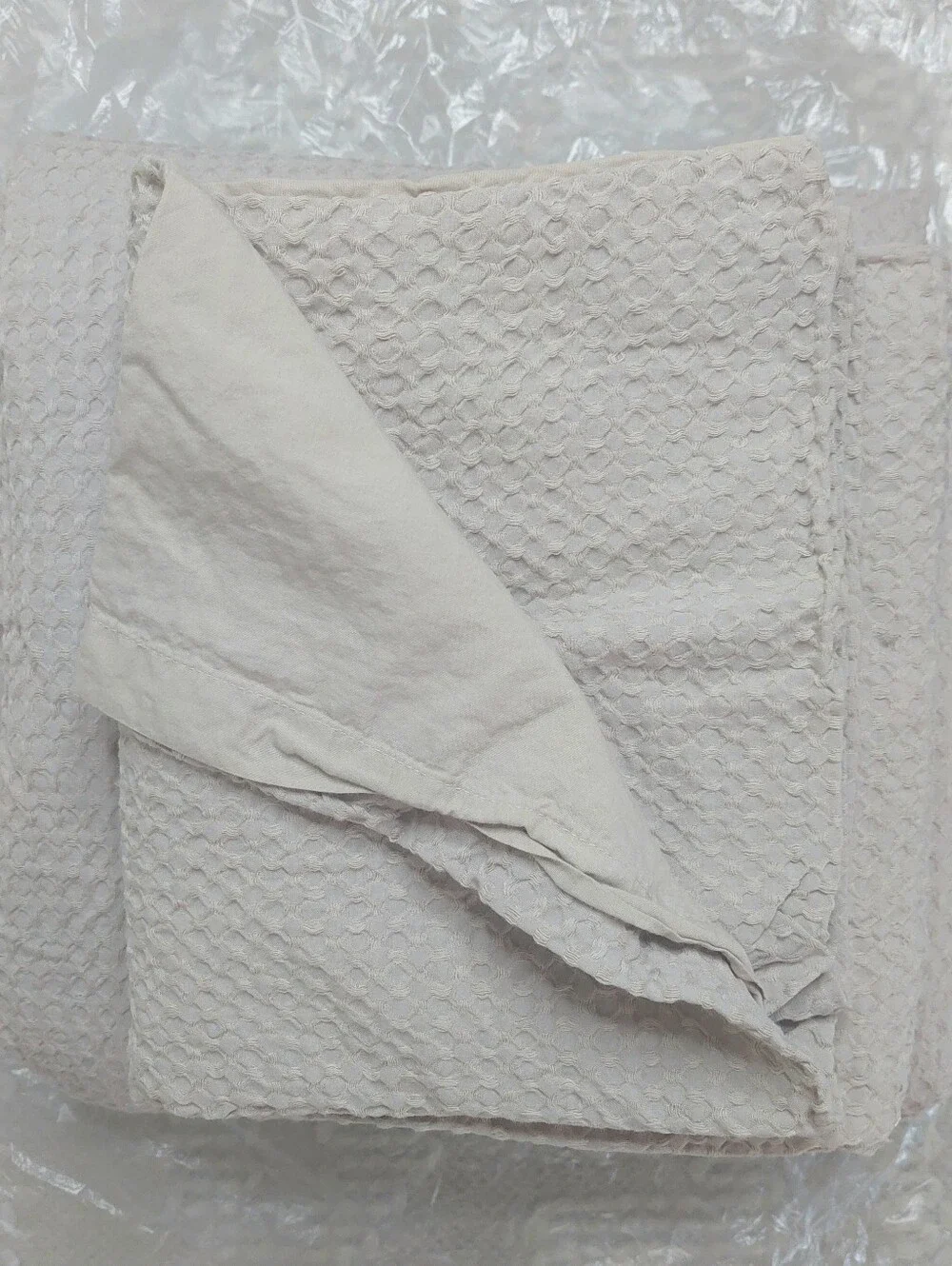 Quince 100% Organic Cotton Waffle Sand Duvet & 2 Shams! King/ Cal King(125)